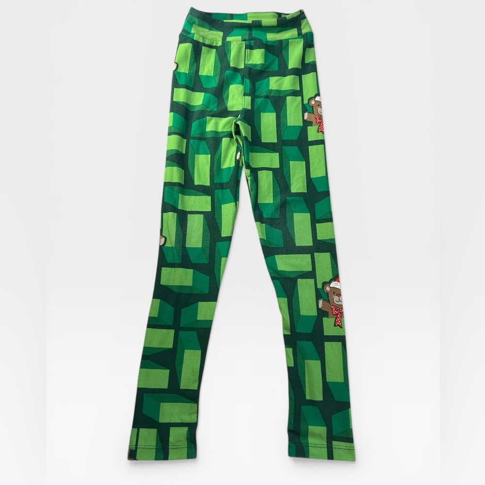 5 for $25🔥LuLaRoe Green Christmas Print Leggings Girls Large/ XL